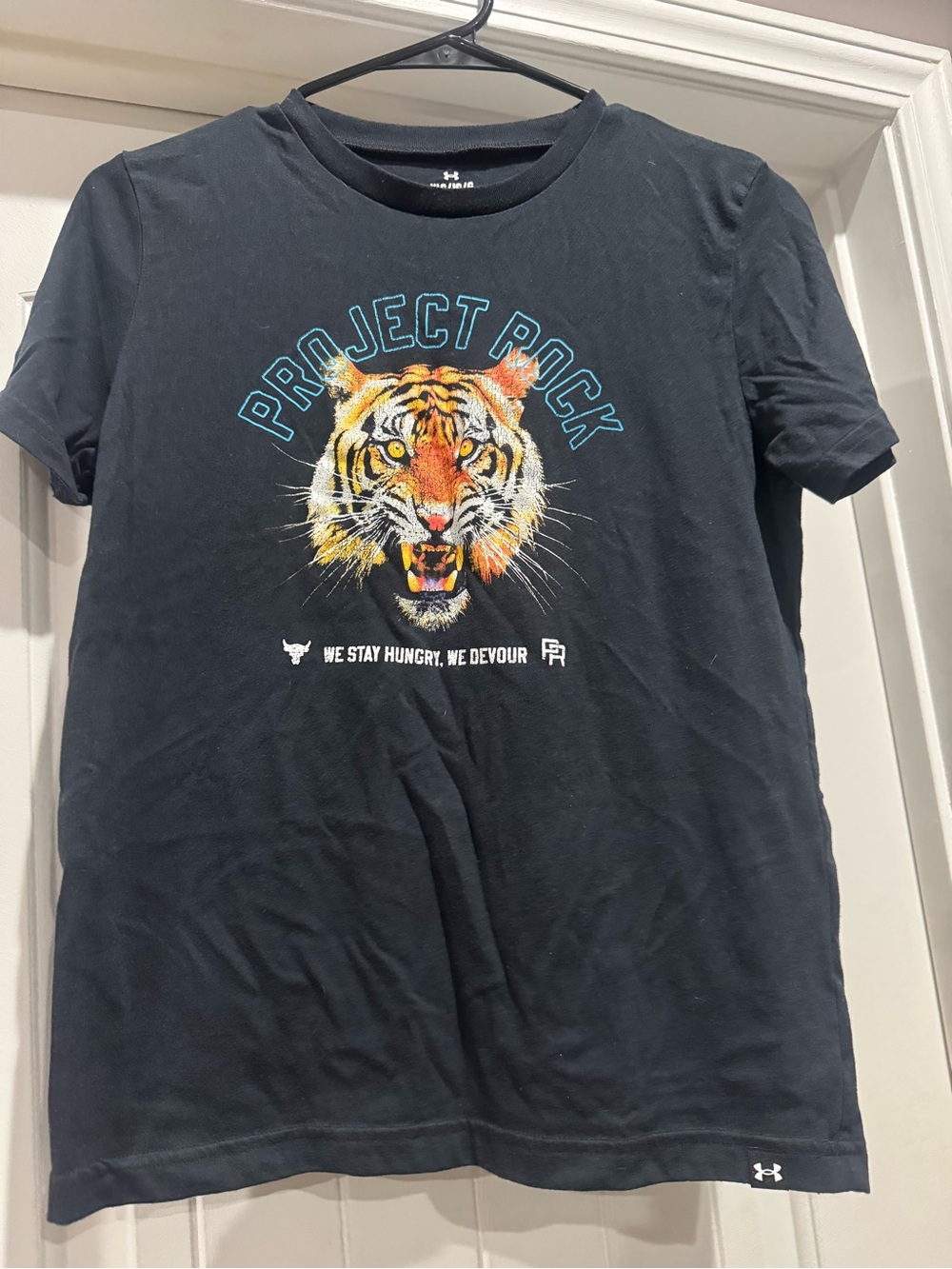 Under Armour Black Tee with Multicolor Tiger 'Project Rock' Graphic